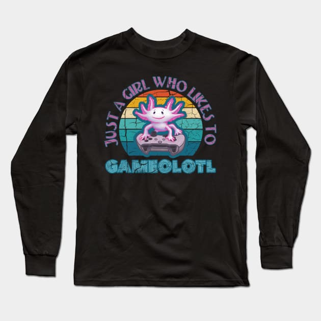 Axolotl Just a Girl who likes to Gameolotl Game A Lot Long Sleeve T-Shirt by belloon